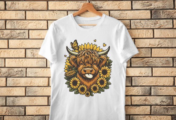 Highland Cow Svg Png, with Sunflower PNG