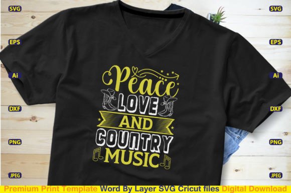 Peace Love and Country Music Svg Design Review