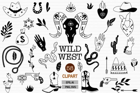 Wild West Clipart, Black Western SVG